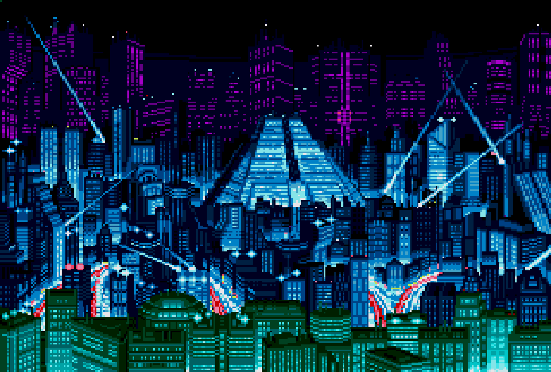 Cyberpunk pixel city фото 104